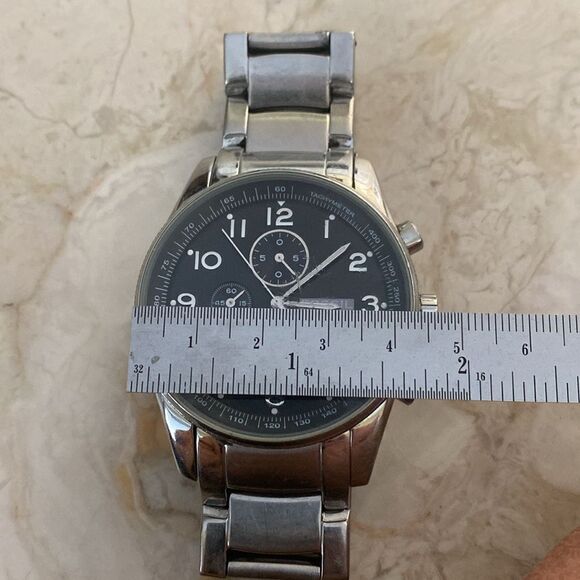 Fossil Arkitekt Chronograph Watch Men 45mm Silver Tone Date 8.25" - Picture 8 of 13